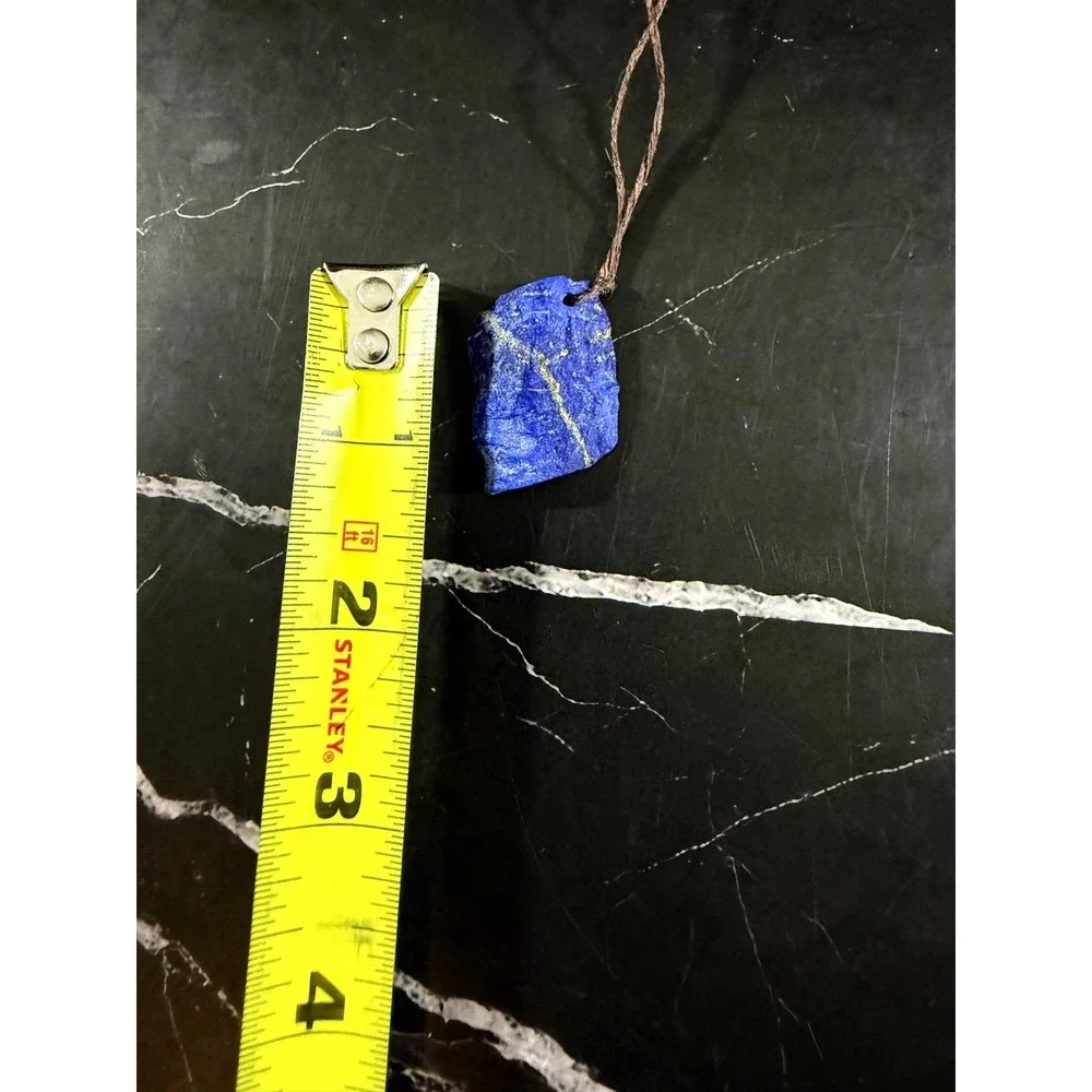 Unpolished Raw Lapis Lazuli Stone Corded 24in Pendant 1in X .75in